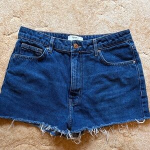 Forever 21 Dark Blue Frayed Denim Shorts